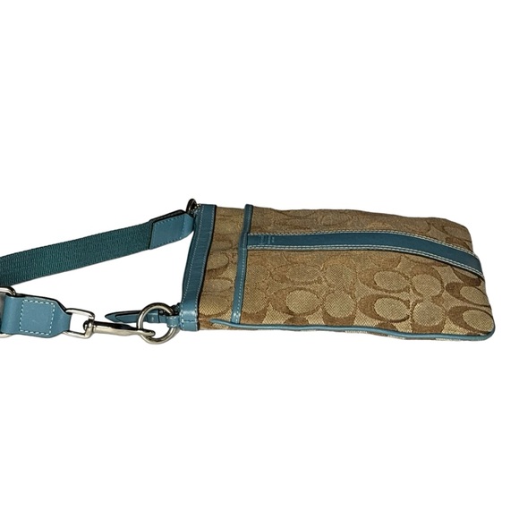 Coach Leatherware Signature Mono Canvas/Leather Crossbody/Swingpack-Tan/Blue - Picture 7 of 14